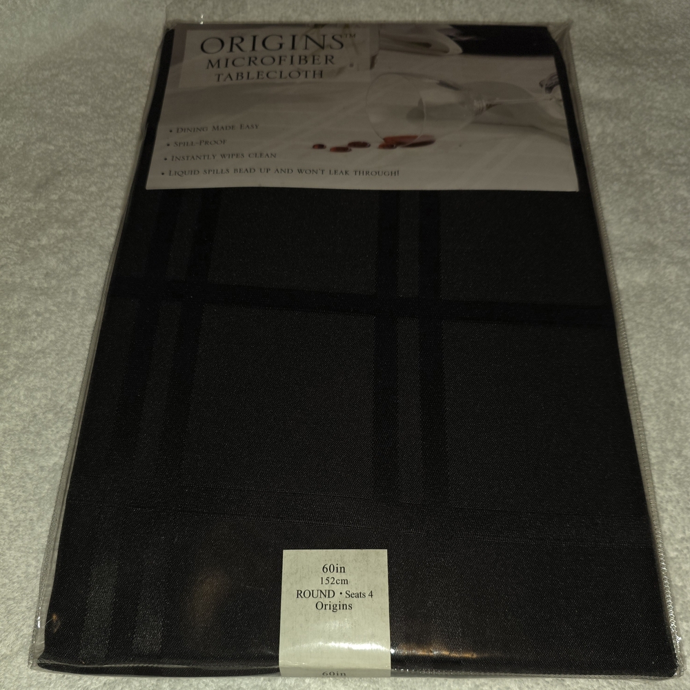 Round Origins Microfiber Tablecloth-Black